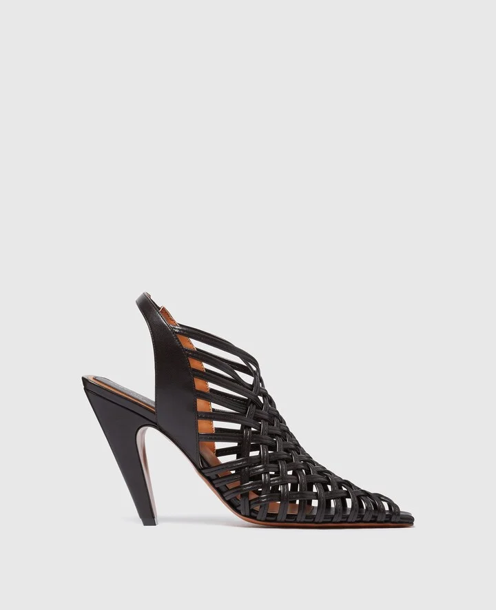 Stella McCartney - Stella Spur Woven Slingbacks, Woman, Black, Size: 35
