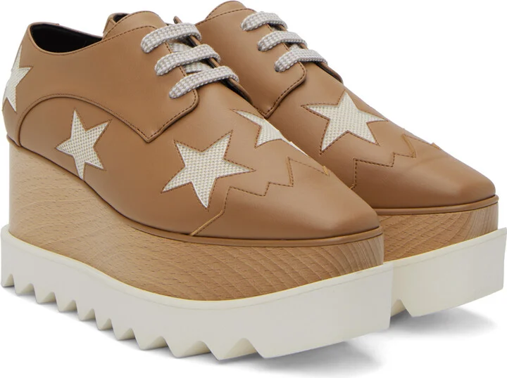 Stella McCartney Tan Elyse Stars Platform Derbys - Image 4