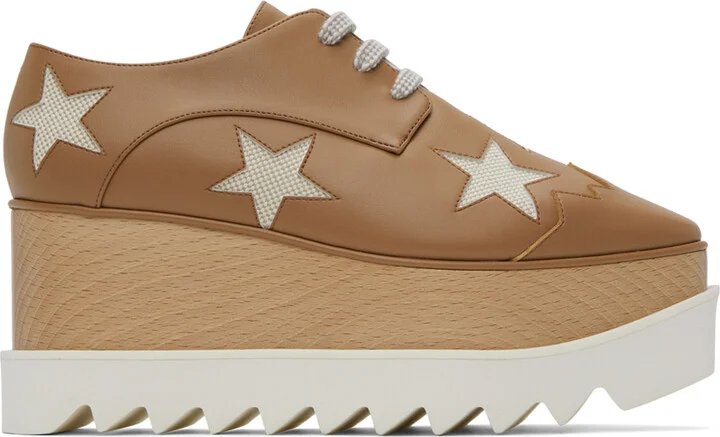 Stella McCartney Tan Elyse Stars Platform Derbys