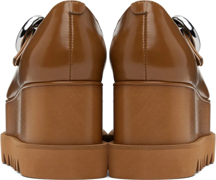 Stella McCartney Tan Elyse T-Bar Platform Mary Jane Derbys - Image 2