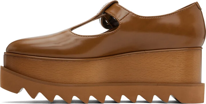 Stella McCartney Tan Elyse T-Bar Platform Mary Jane Derbys - Image 3