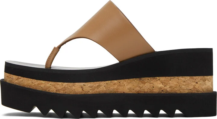 Stella McCartney Tan Sneak-Elyse Platform Thong Sandals - Image 3