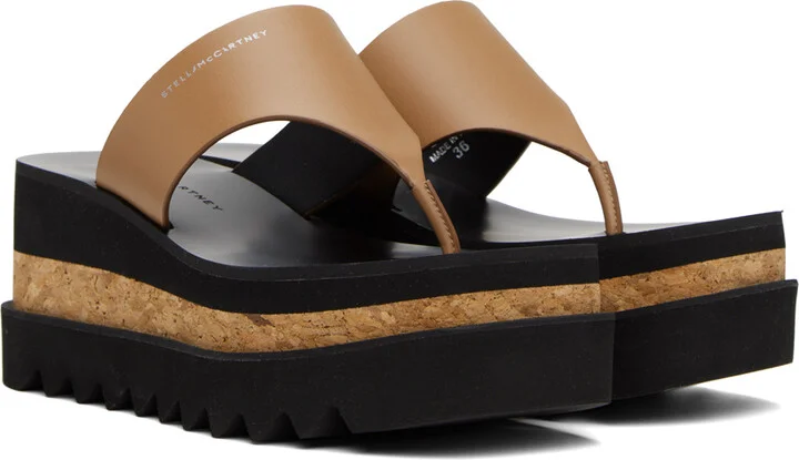 Stella McCartney Tan Sneak-Elyse Platform Thong Sandals - Image 4