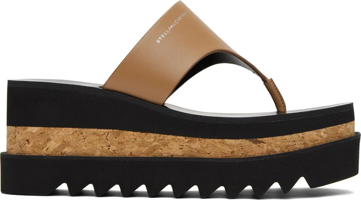 Stella McCartney Tan Sneak-Elyse Platform Thong Sandals