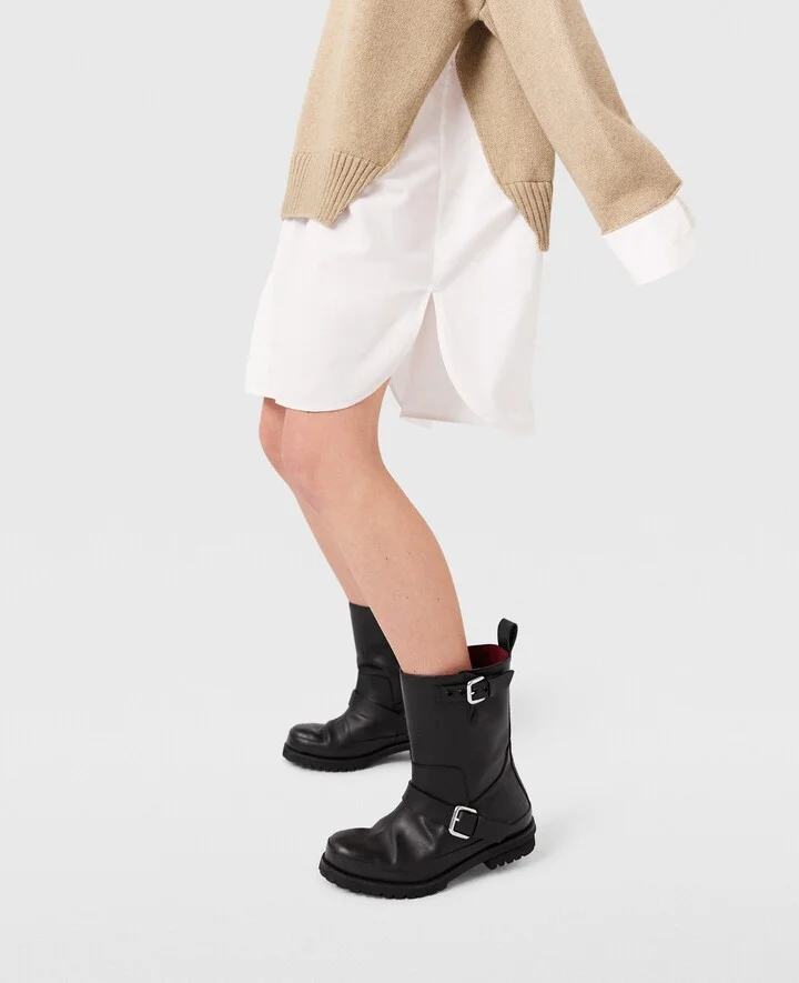 Stella McCartney - Trace Buckle-Strap Biker Boots, Woman, Pitch black, Size: 35 - Image 2