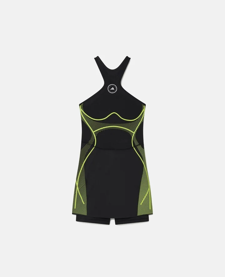 Stella McCartney - TruePace Running Dress, Woman, Black/Semi-Solar Slime, Size: XL - Image 2