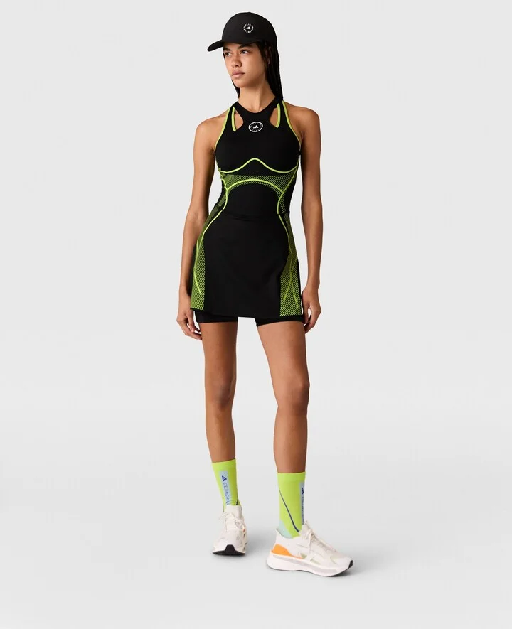 Stella McCartney - TruePace Running Dress, Woman, Black/Semi-Solar Slime, Size: XL - Image 3
