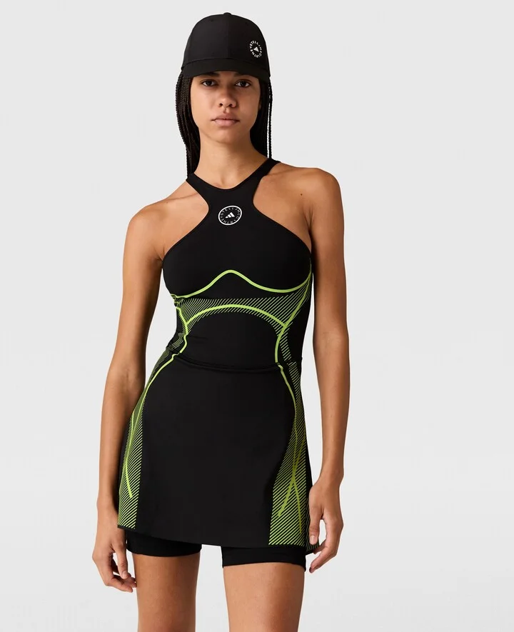 Stella McCartney - TruePace Running Dress, Woman, Black/Semi-Solar Slime, Size: XL - Image 6