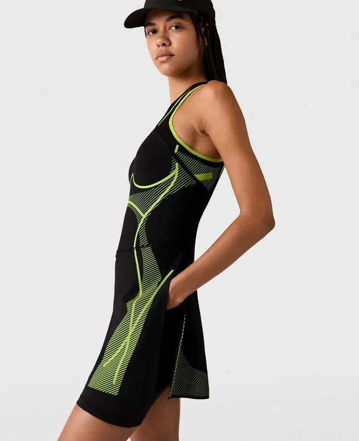 Stella McCartney - TruePace Running Dress, Woman, Black/Semi-Solar Slime, Size: XL