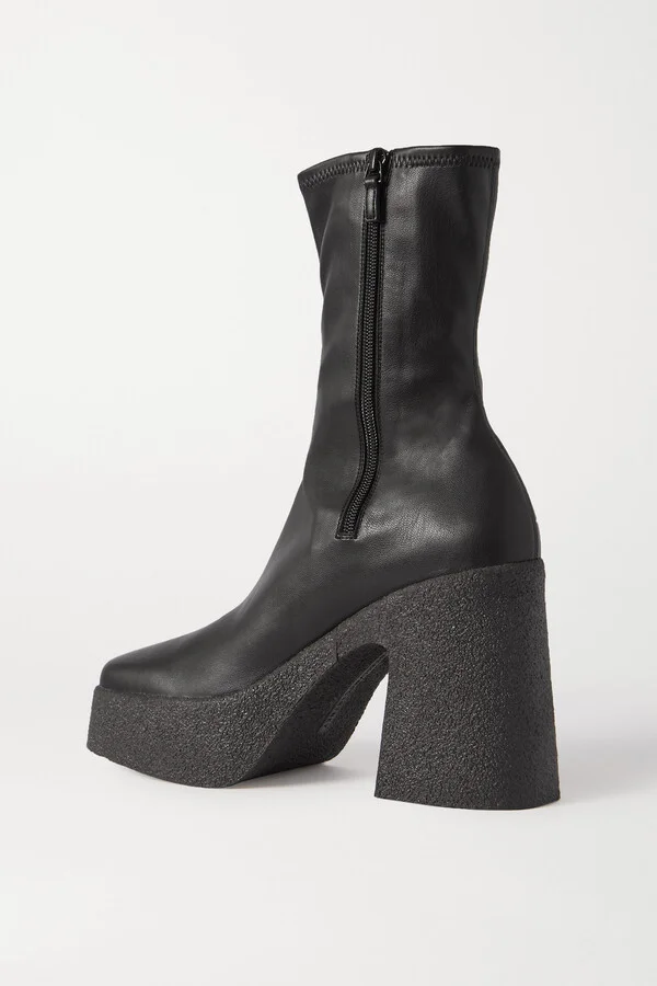 Stella McCartney - Vegetarian Leather Platform Ankle Boots - Black - Image 3