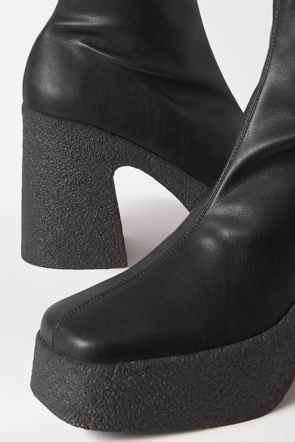 Stella McCartney - Vegetarian Leather Platform Ankle Boots - Black - Image 4