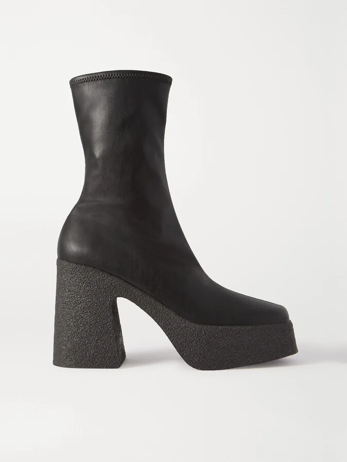 Stella McCartney - Vegetarian Leather Platform Ankle Boots - Black