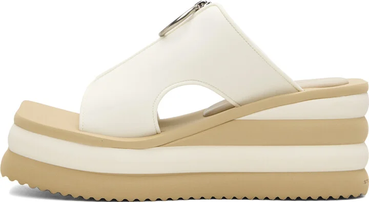 Stella McCartney White & Beige Scuba Slides - Image 3