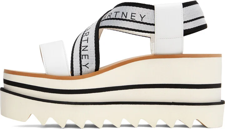 Stella McCartney White & Black Sneakelyse Platform Heeled Sandals - Image 3