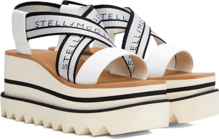 Stella McCartney White & Black Sneakelyse Platform Heeled Sandals - Image 4