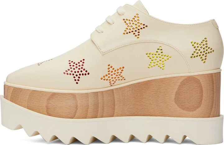 Stella McCartney White Elyse Crystal Star Platform Derbys - Image 3