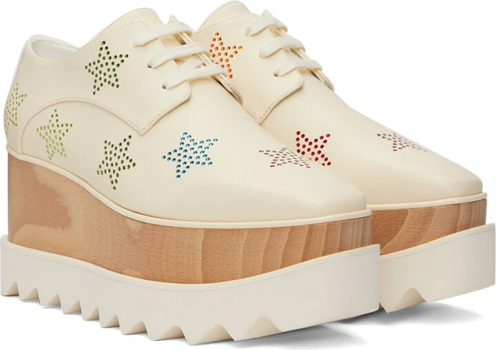 Stella McCartney White Elyse Crystal Star Platform Derbys - Image 4