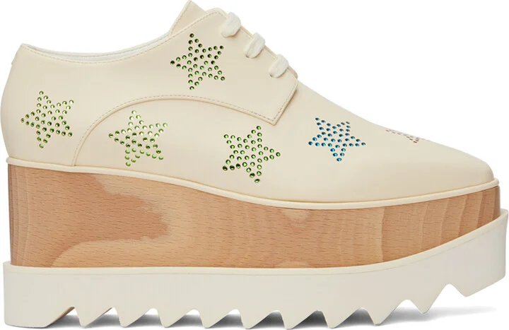 Stella McCartney White Elyse Crystal Star Platform Derbys