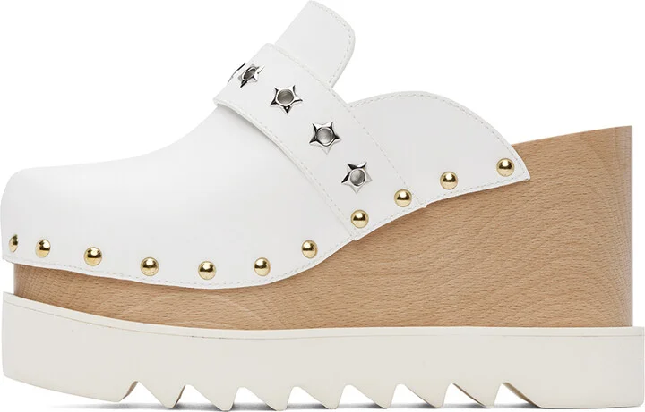 Stella McCartney White Elyse Star-Studded Slip-On Loafers - Image 3