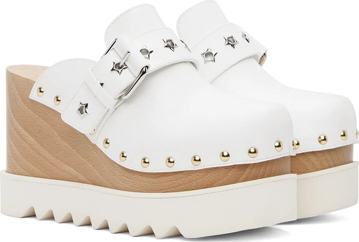 Stella McCartney White Elyse Star-Studded Slip-On Loafers - Image 4