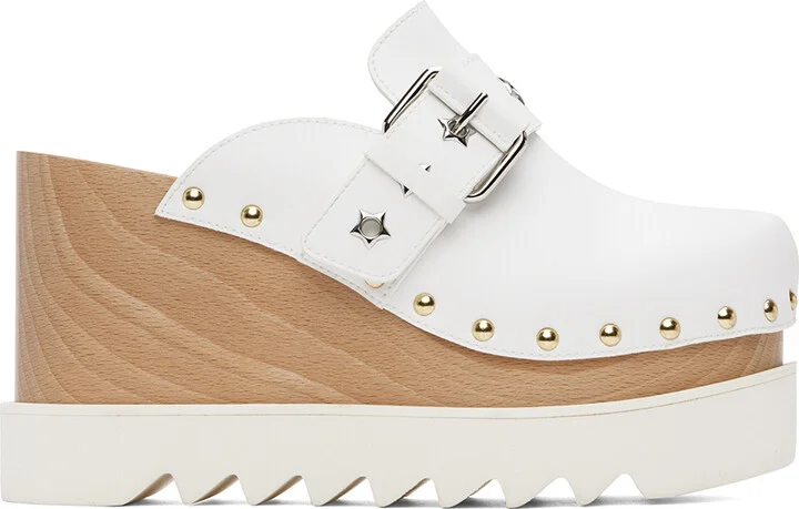 Stella McCartney White Elyse Star-Studded Slip-On Loafers