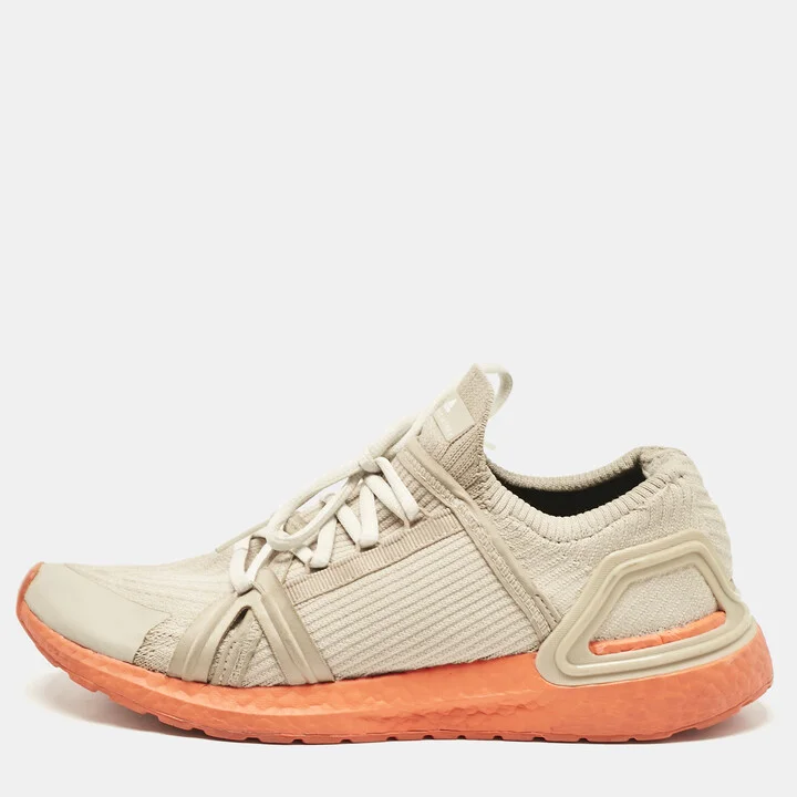 Stella McCartney X Adidas Beige Knit Fabric Ultraboost 20 Sneakers Size 42.5