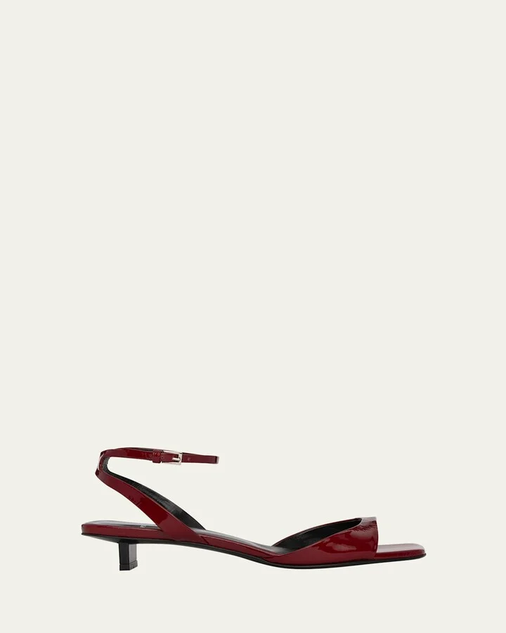 Stella Patent Kitten Ankle-Strap Sandals