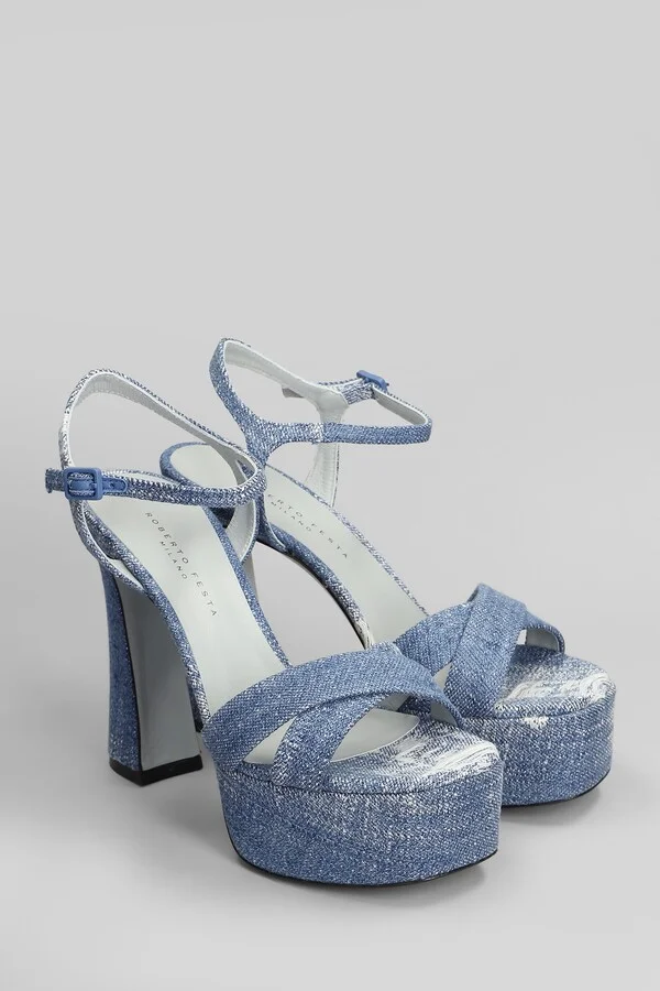 Stella Sandals In Blue Denim - Image 2