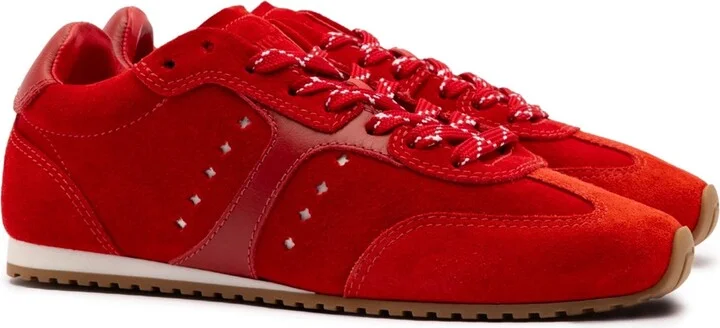 Stella Sneaker In Scarlet Suede and Blood Red Leather - Image 2