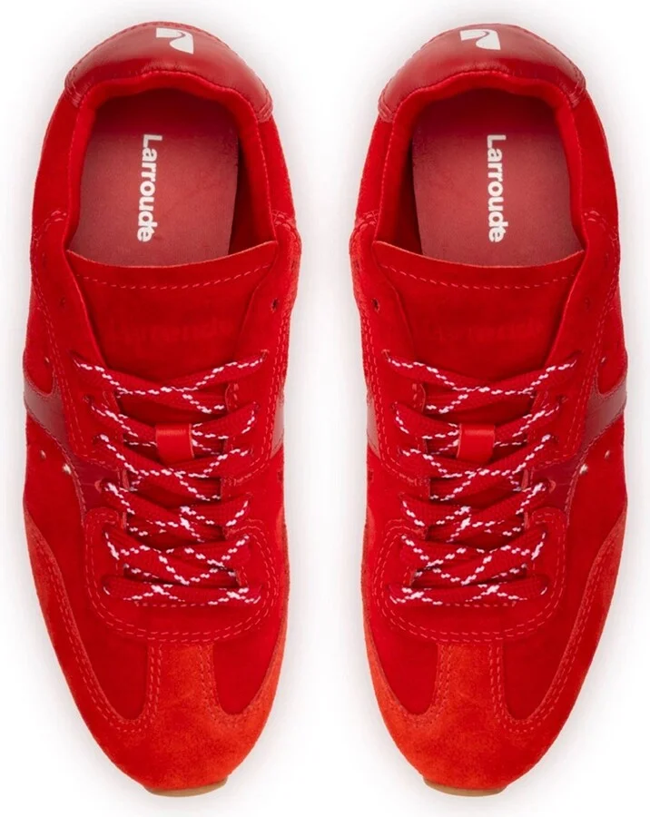 Stella Sneaker In Scarlet Suede and Blood Red Leather - Image 3