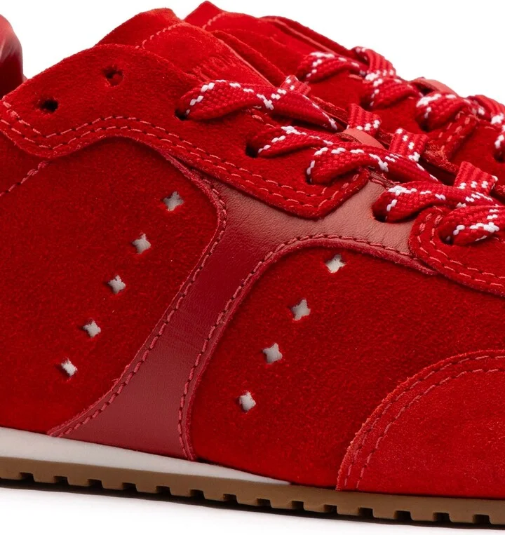 Stella Sneaker In Scarlet Suede and Blood Red Leather - Image 4