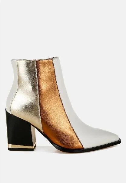 Stemon Three Tone Block Heel Boots Women