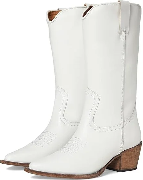 Steve Madden Albany Women's Zip Boots White Leather : 6 M