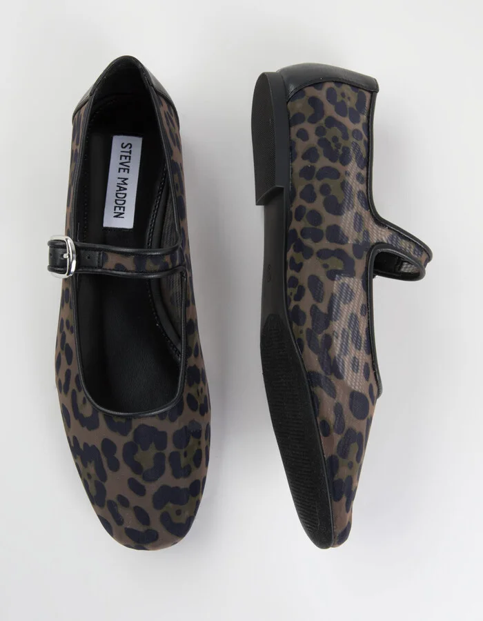 STEVE MADDEN Arlow Leopard Womens Mesh Ballet Flats - Image 5