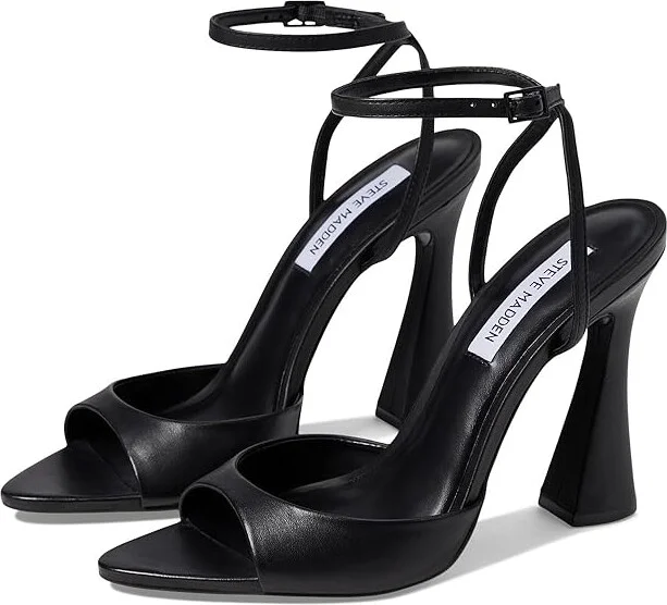 Steve Madden Beki Women's Sandals Black Leather : 9.5 M