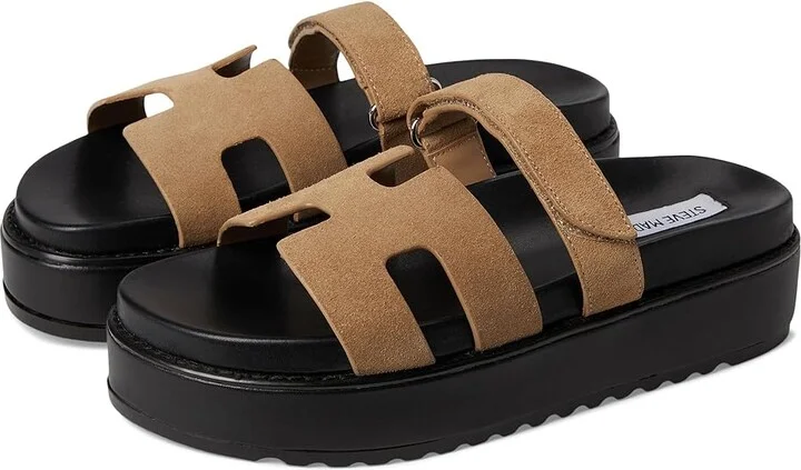 Steve Madden Bigmayven Women's Dress Sandals Taupe Suede : 9 M, Leather/Rubber
