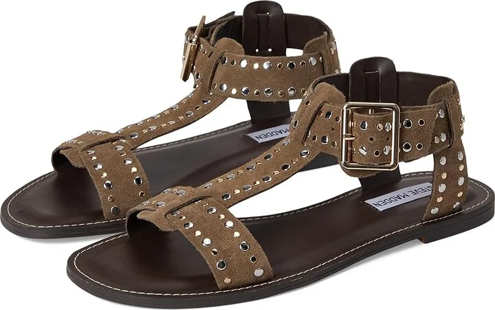 Steve Madden Brazinn Women's Sandals Taupe Suede : 10 M, Leather/Suede