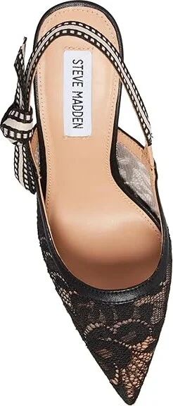 Steve Madden Bri High Women's Heels Black Lace : 8 M, Textile - Image 2