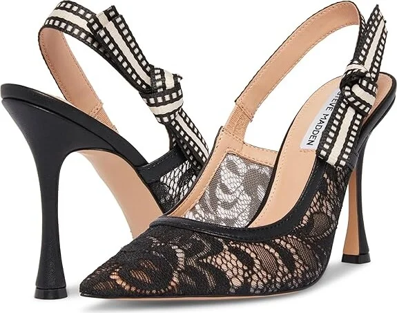 Steve Madden Bri High Women's Heels Black Lace : 8 M, Textile