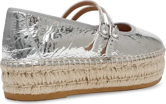 Steve Madden Brinn Women's Flat Shoes Silver Leather : 8.5 M, Denim/Leather - Image 4