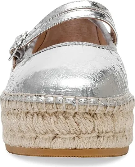 Steve Madden Brinn Women's Flat Shoes Silver Leather : 8.5 M, Denim/Leather - Image 5