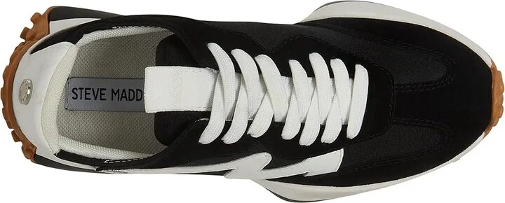 Steve Madden Campo Sneaker Women's Shoes Black/White : 5.5 M, Textile - Image 2