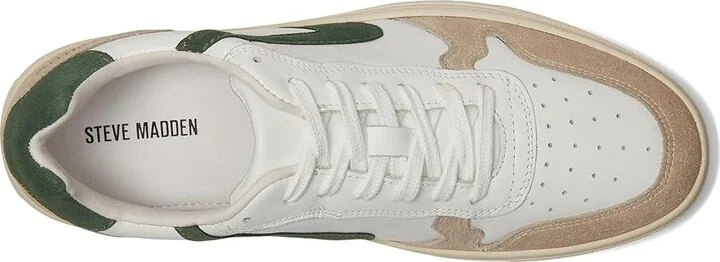 Steve Madden Centre Men's Lace up casual Shoes White/Green Leather : 9 D - Medium, Leather/Rubber - Image 2