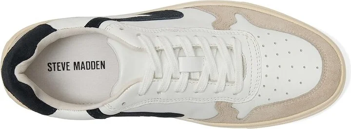 Steve Madden Centre Men's Lace up casual Shoes White/Navy Leather : 8.5 D - Medium, Leather/Rubber - Image 2