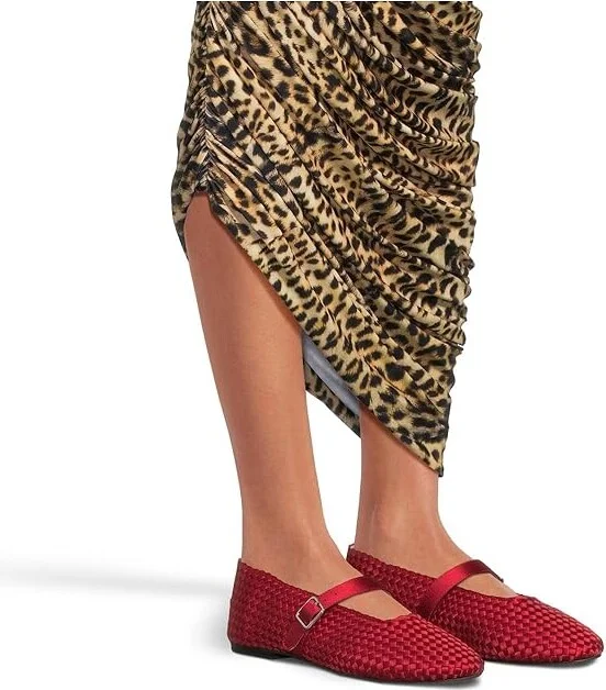 Steve Madden Dreaming Women's Flat Shoes Red Satin : 7 M, Mesh - Image 2