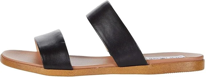 Steve Madden Dual Flat Sandal Women's Sandals Black Leather : 7.5 M, Synthetic - Image 7