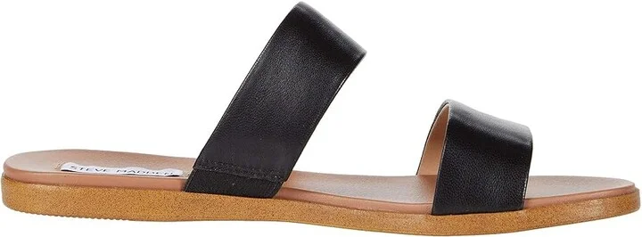 Steve Madden Dual Flat Sandal Women's Sandals Black Leather : 7.5 M, Synthetic - Image 8