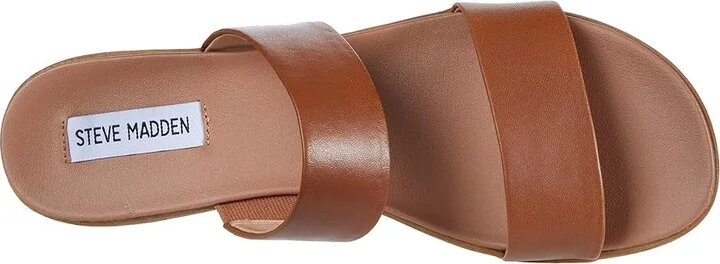Steve Madden Dual Flat Sandal Women's Sandals Tan Leather : 6.5 M, Synthetic - Image 3
