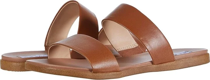 Steve Madden Dual Flat Sandal Women's Sandals Tan Leather : 6.5 M, Synthetic