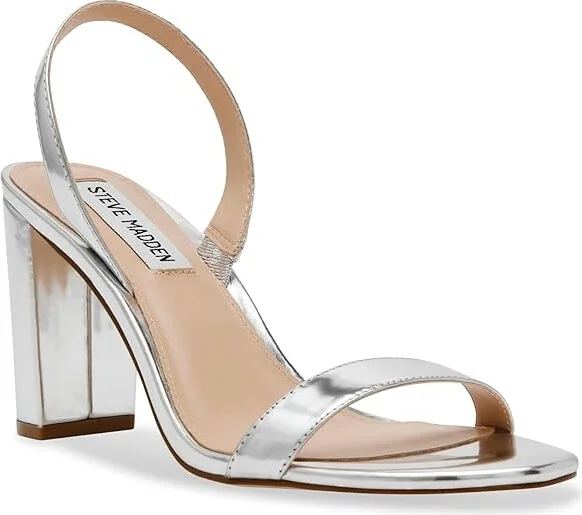 Steve Madden Emilie Women's Sandals Silver Foil : 10 M, Leather/Rubber